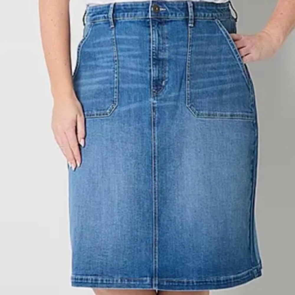 St. John's Bay Women's Plus A-Line Skirt, Blue, Size 24W NWT